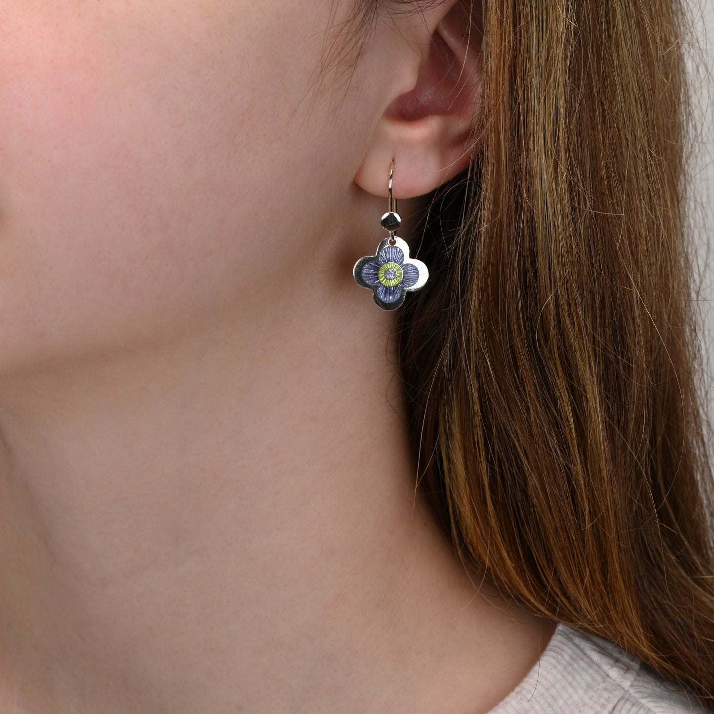 Lilac Flower Silver Earrings