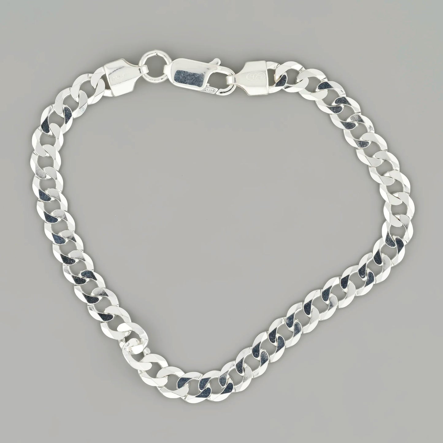 curb diamond cut silver bracelet 5 8mm