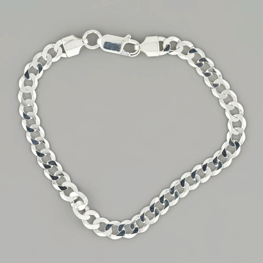 curb diamond cut silver bracelet 5 8mm