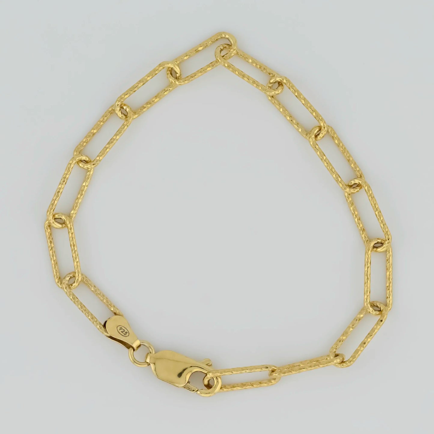 Gold Sparkly Large Paperclip Silver Bracelet