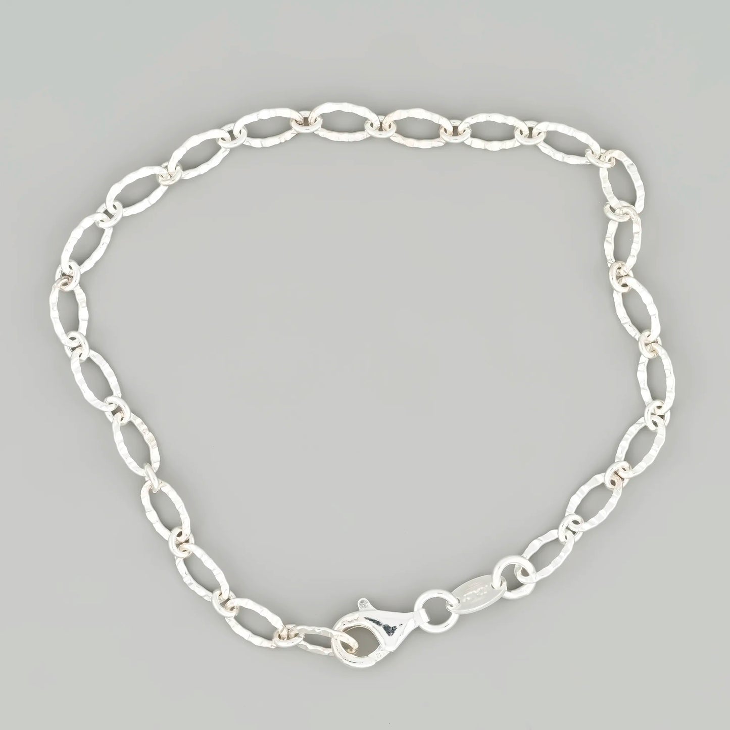 Silver Anchor Oval Bracelet