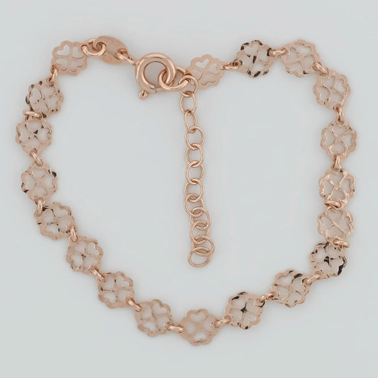 Rose Gold Clover Design Silver Bracelet