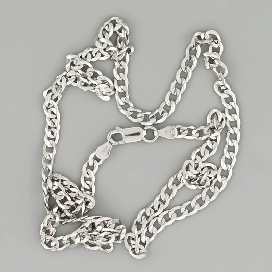 curb silver chain 3 7mm