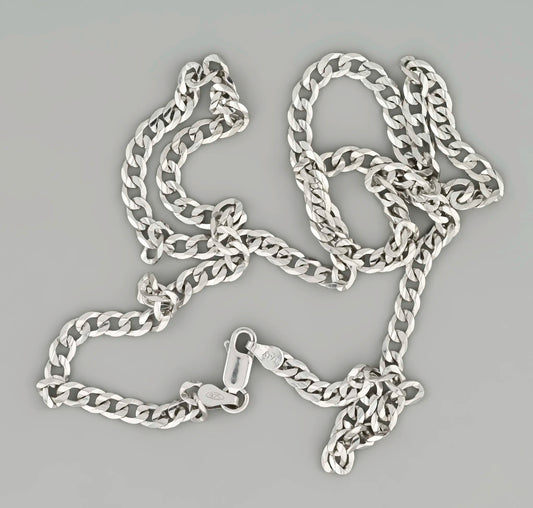 Curb silver chain rhodium plated 4.2mm