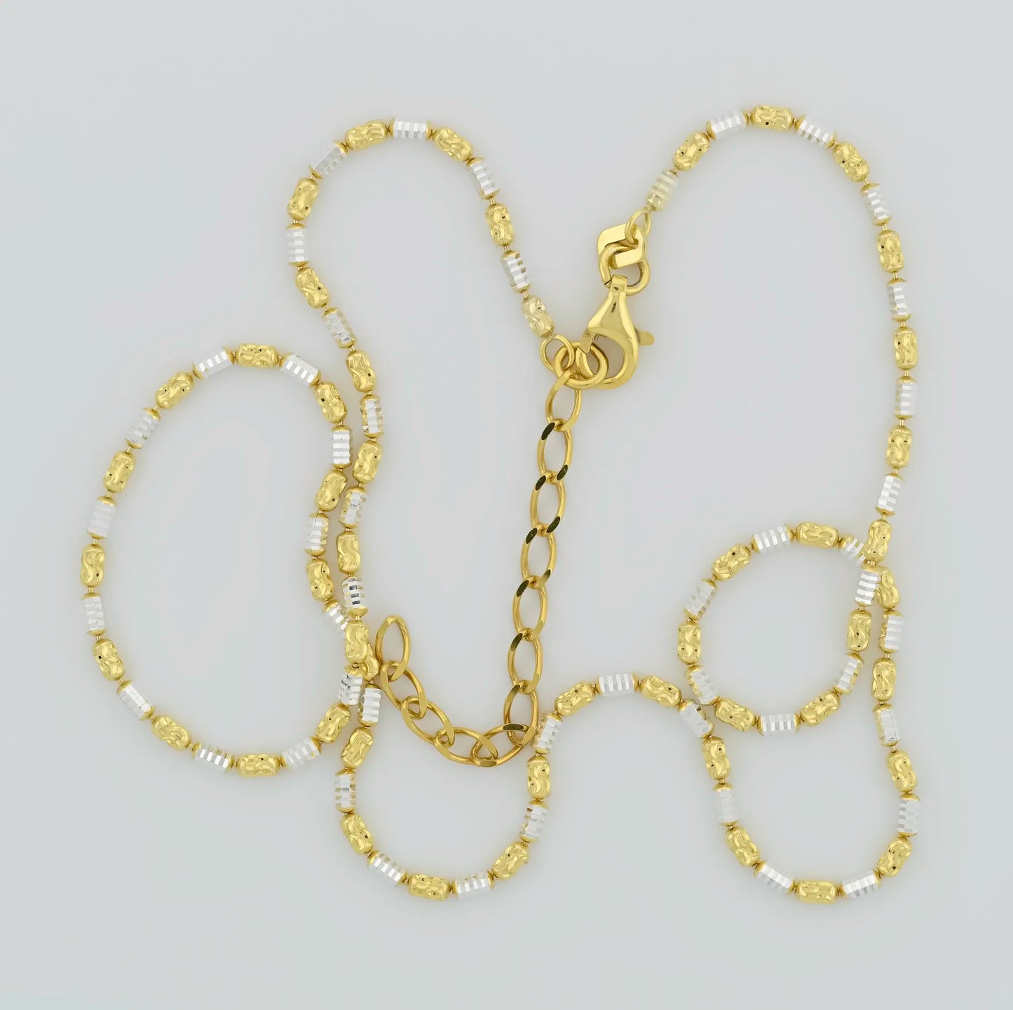 Yellow Gold & Rodium Beaded Silver Chain