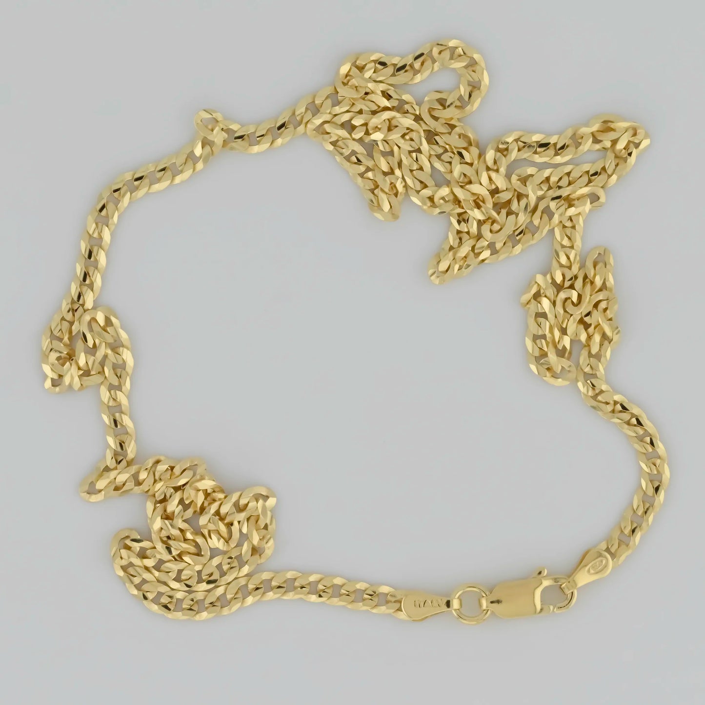 Curb silver chain yellow gold plated 3.7mm