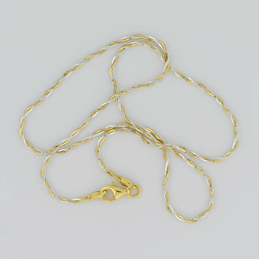 twisted rope yellow gold rhodium plated chain