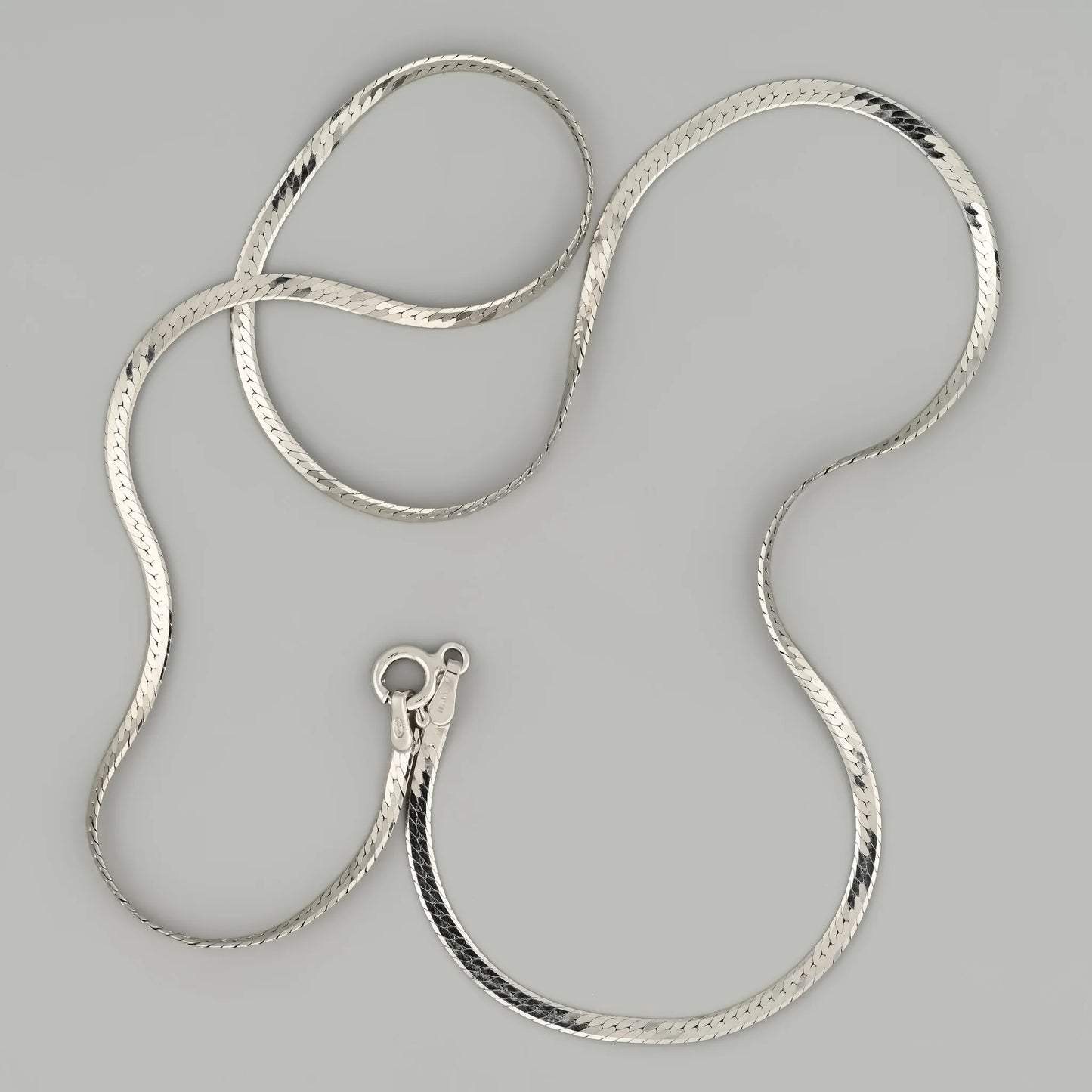 Herringbone Rhodium Plated Silver Chain 2mm