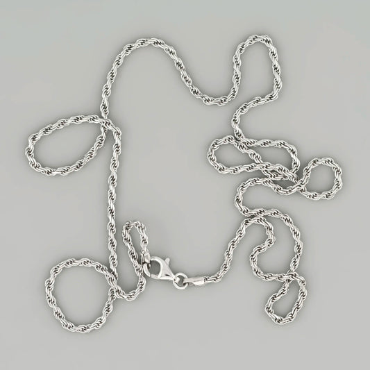 silver rope chain darkened 2 2mm