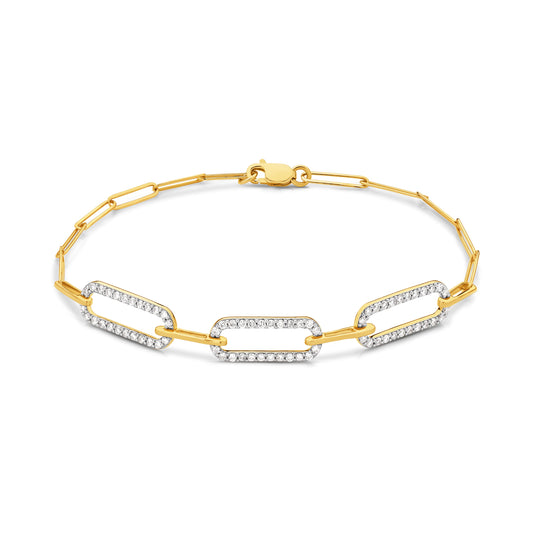 72 Diamonds Pavé Link Bracelet in Solid Gold