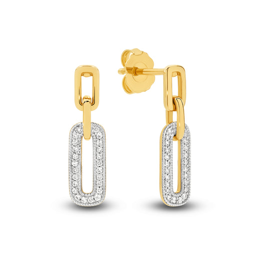 Drop Earrings 0.14ct Solid Yellow Gold — main view
