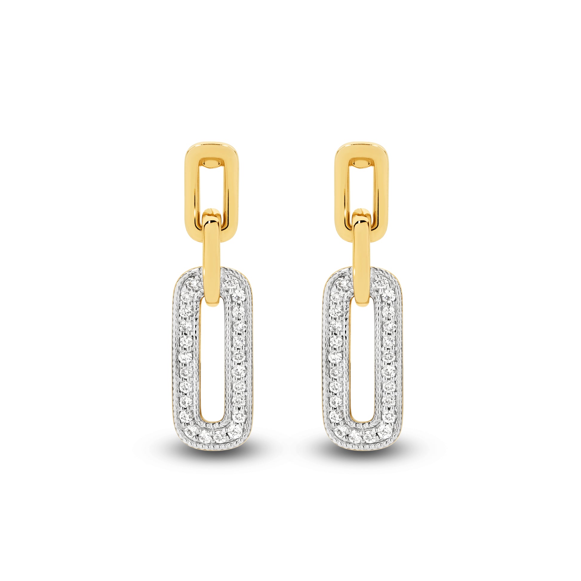 Drop Earrings 0.14ct Solid Yellow Gold — top view
