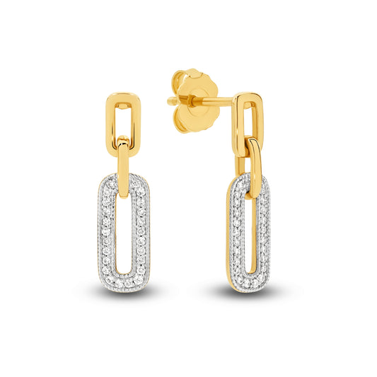 Drop Earrings 0.14ct Solid Yellow Gold — main view