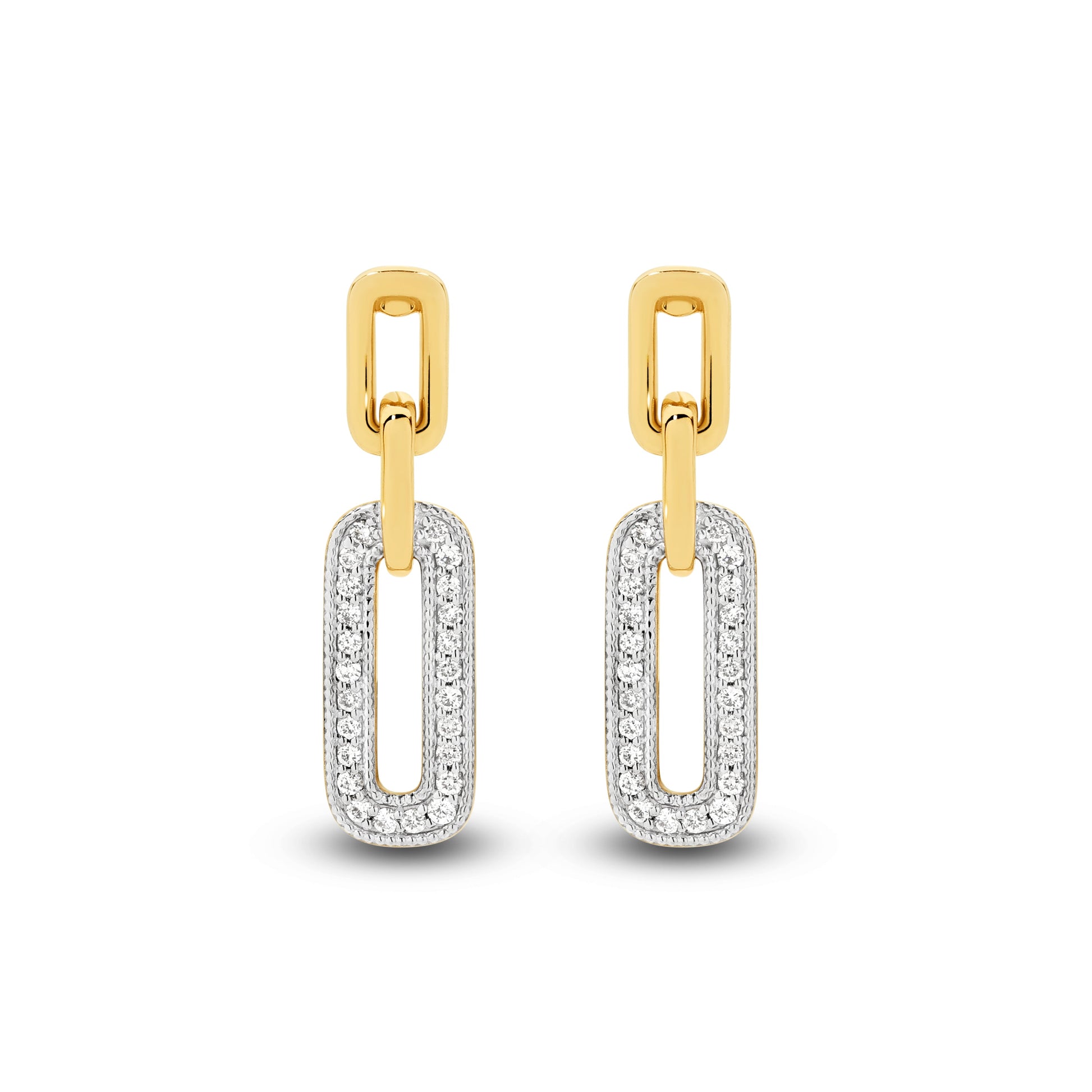 Drop Earrings 0.14ct Solid Yellow Gold — top view