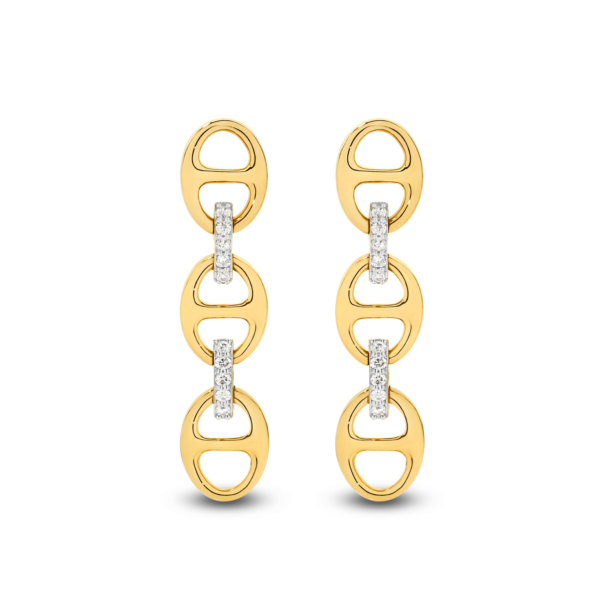 Drop Earrings 0.1ct Solid Yellow Gold — top view