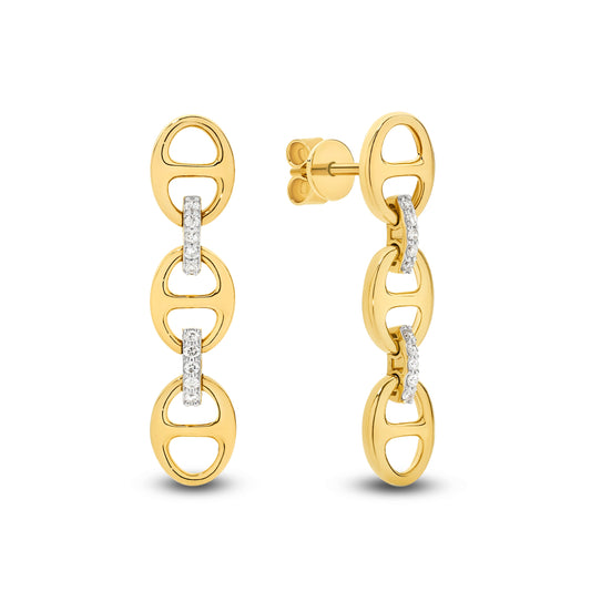 Drop Earrings 0.1ct Solid Yellow Gold — main view