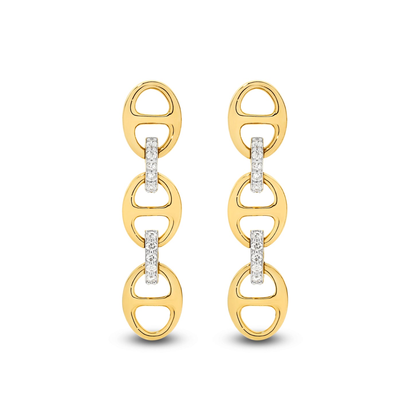 Drop Earrings 0.1ct Solid Yellow Gold — top view