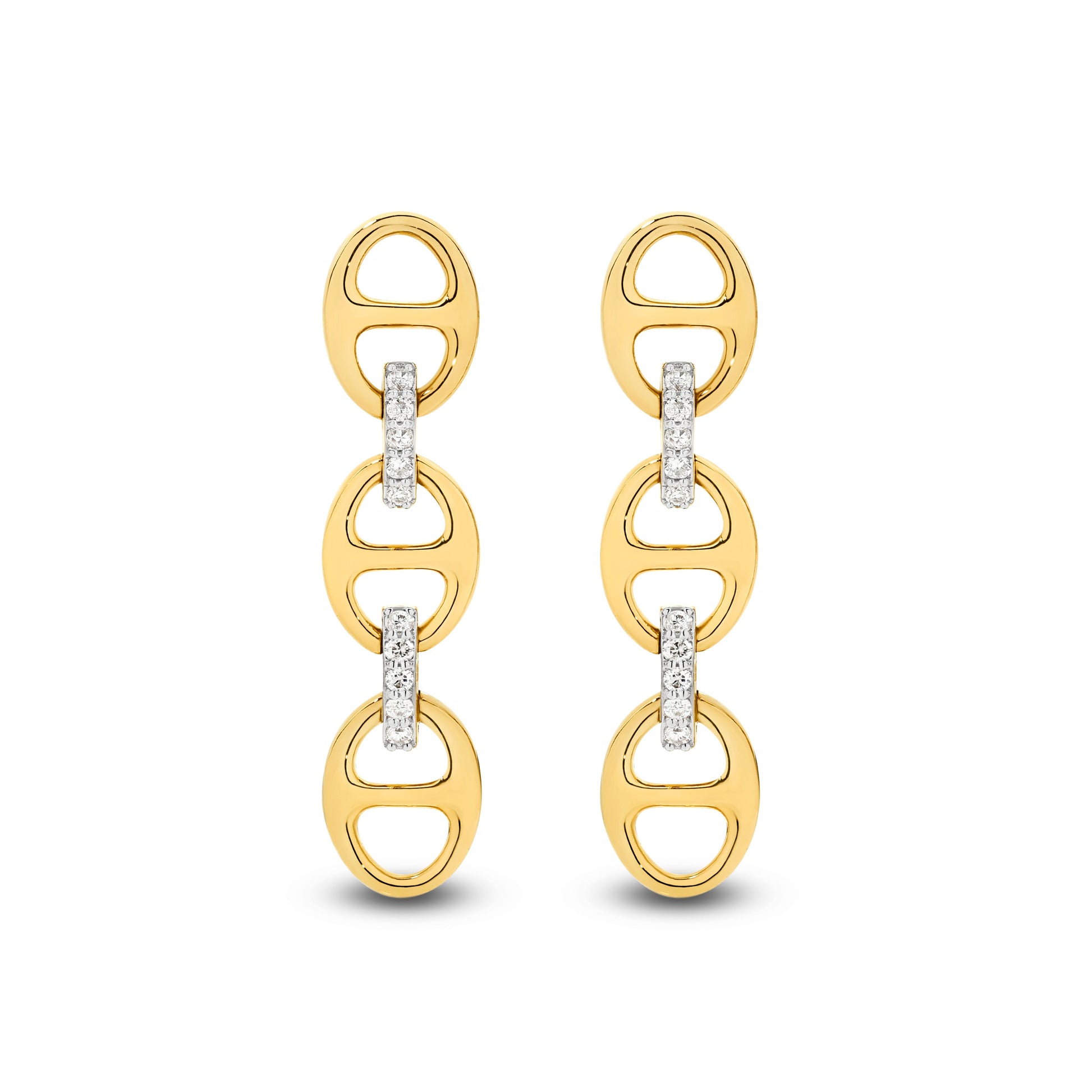 Drop Earrings 0.1ct Solid Yellow Gold — top view