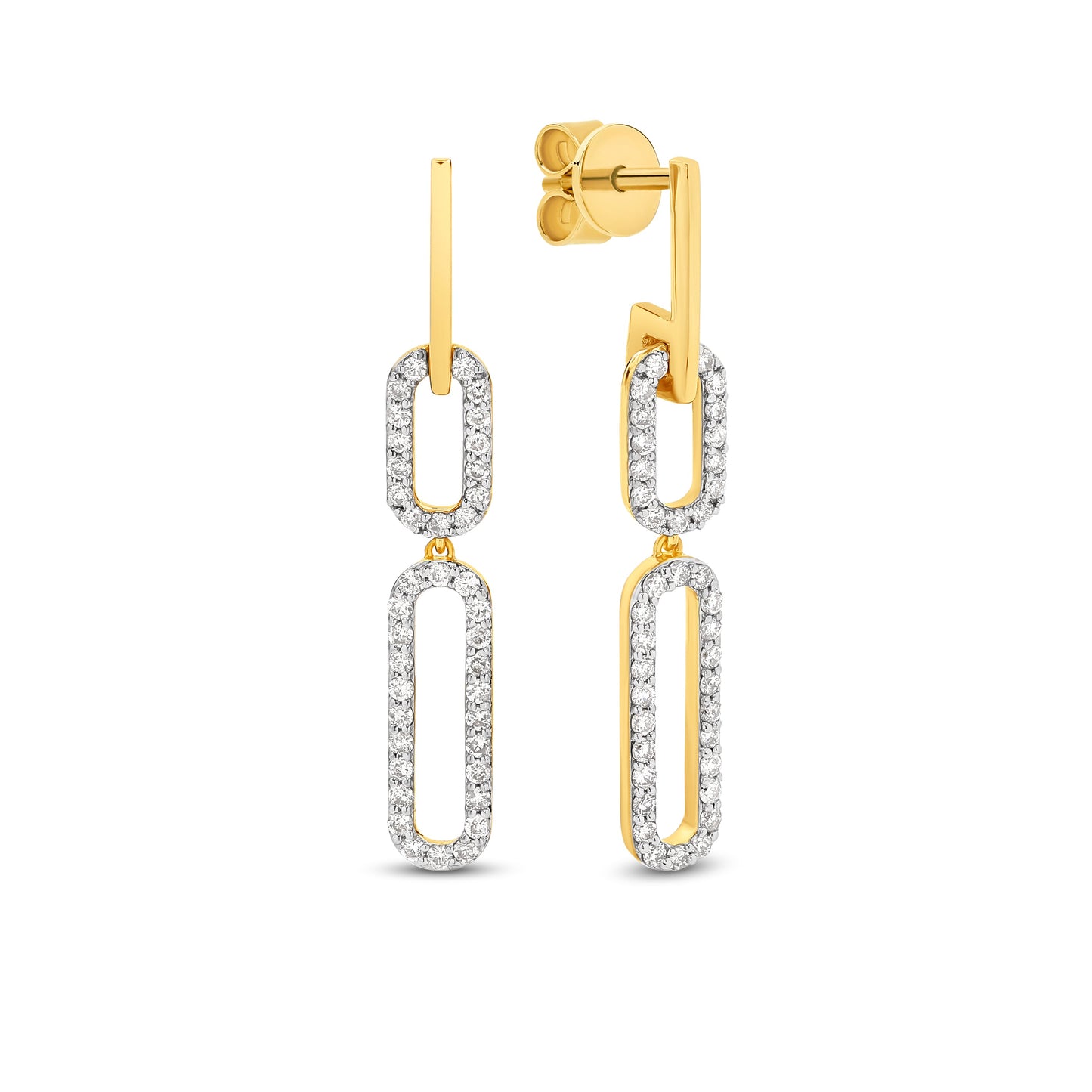 78 Diamonds Pavé Link Drop Earrings in Solid Gold