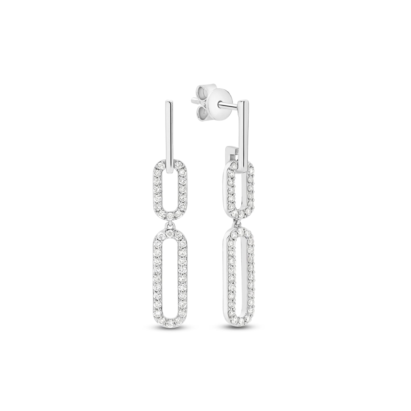 78 Diamonds Pavé Link Drop Earrings in Solid Gold