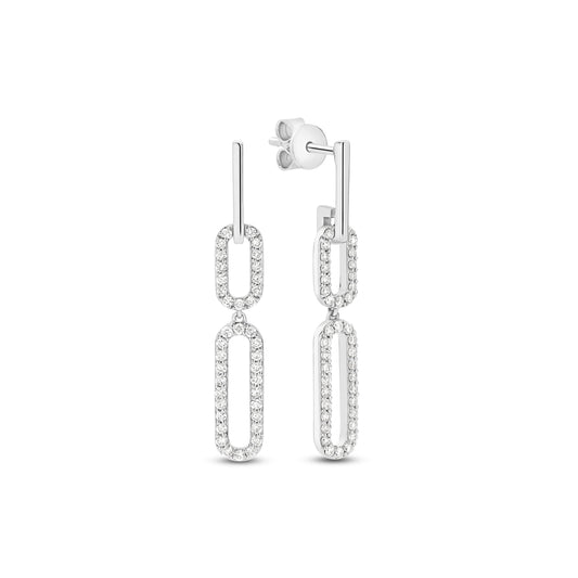 78 Diamonds Pavé Link Drop Earrings in Solid Gold