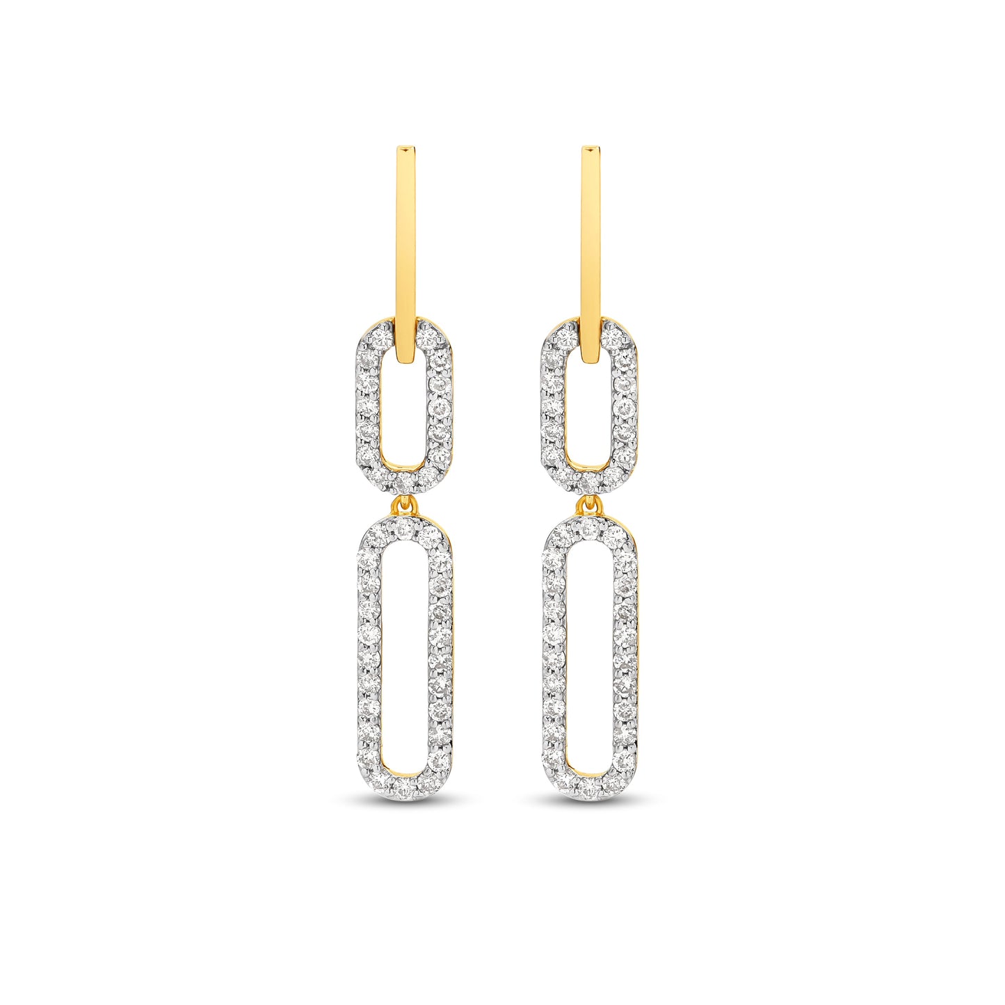 78 Diamonds Pavé Link Drop Earrings in Solid Gold