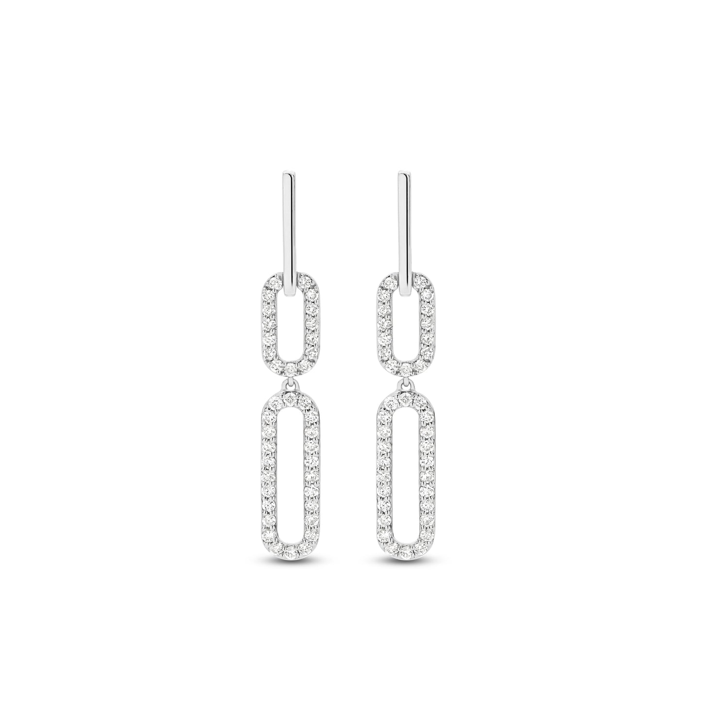 78 Diamonds Pavé Link Drop Earrings in Solid Gold