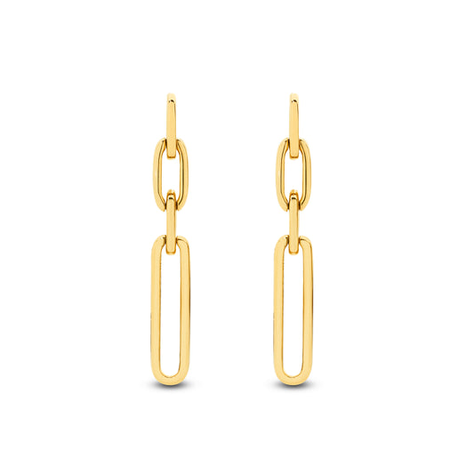 Drop Earrings Solid Yellow Gold — top view