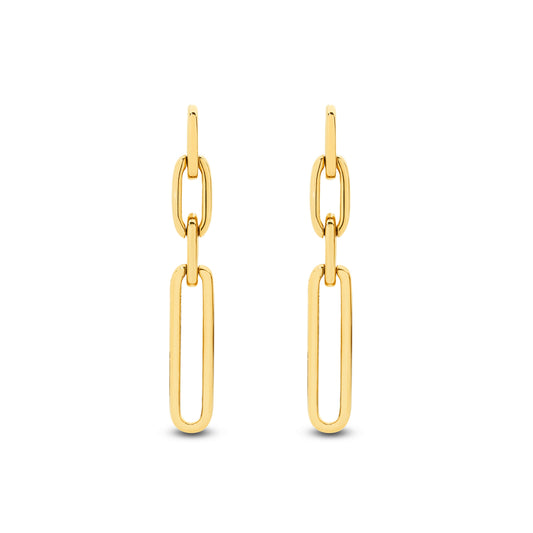 Drop Earrings Solid Yellow Gold — top view