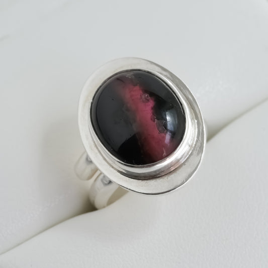 Enchanted Bicolour Pink Tourmaline Ring - Fine Silver Solitaire