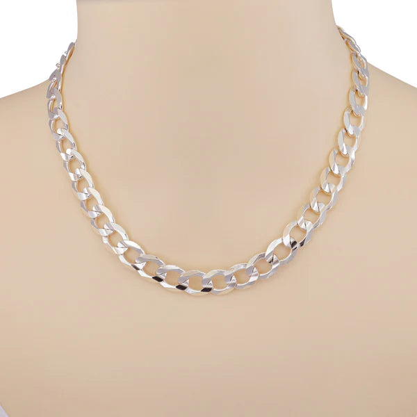 Heavy silver curb chain 10.5 mm