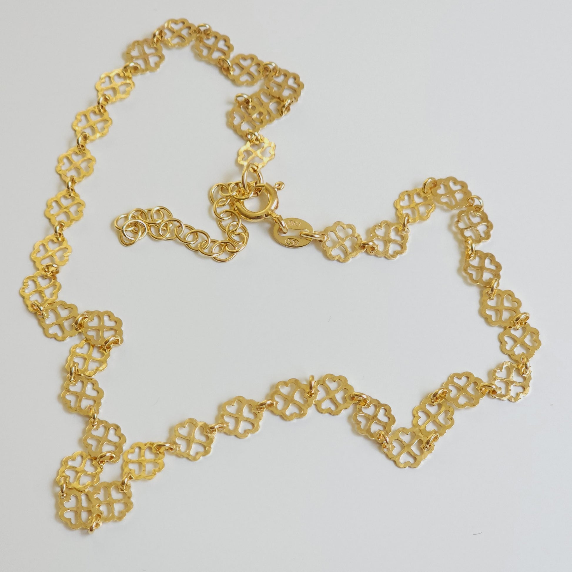 Gold Plated Clover Silver Chain — Italian made