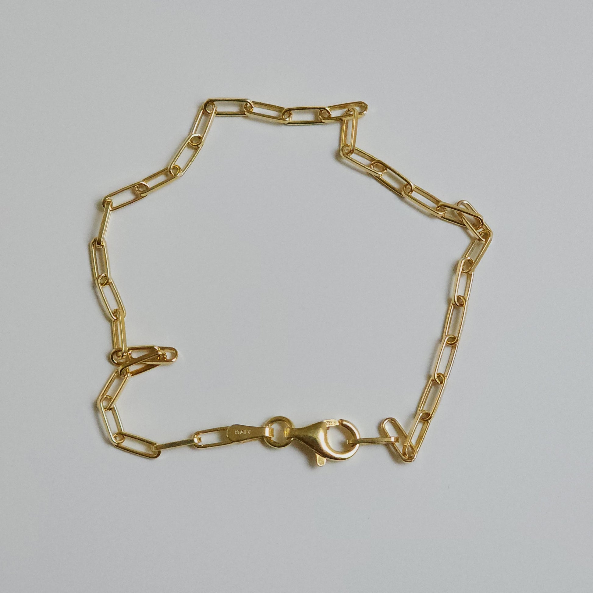 Gold Plated Paperclip Silver Bracelet — Italian made