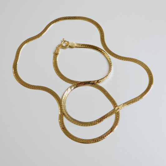 Herringbone Gold-Plated Silver Chain 2.7mm — Italian made