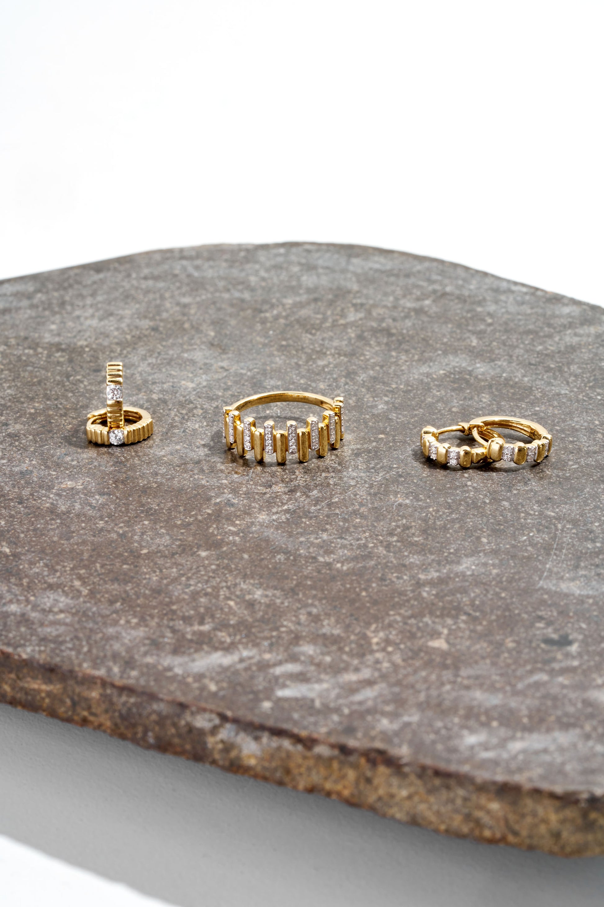Hoop Earrings 0.14ct Solid Yellow Gold — side view