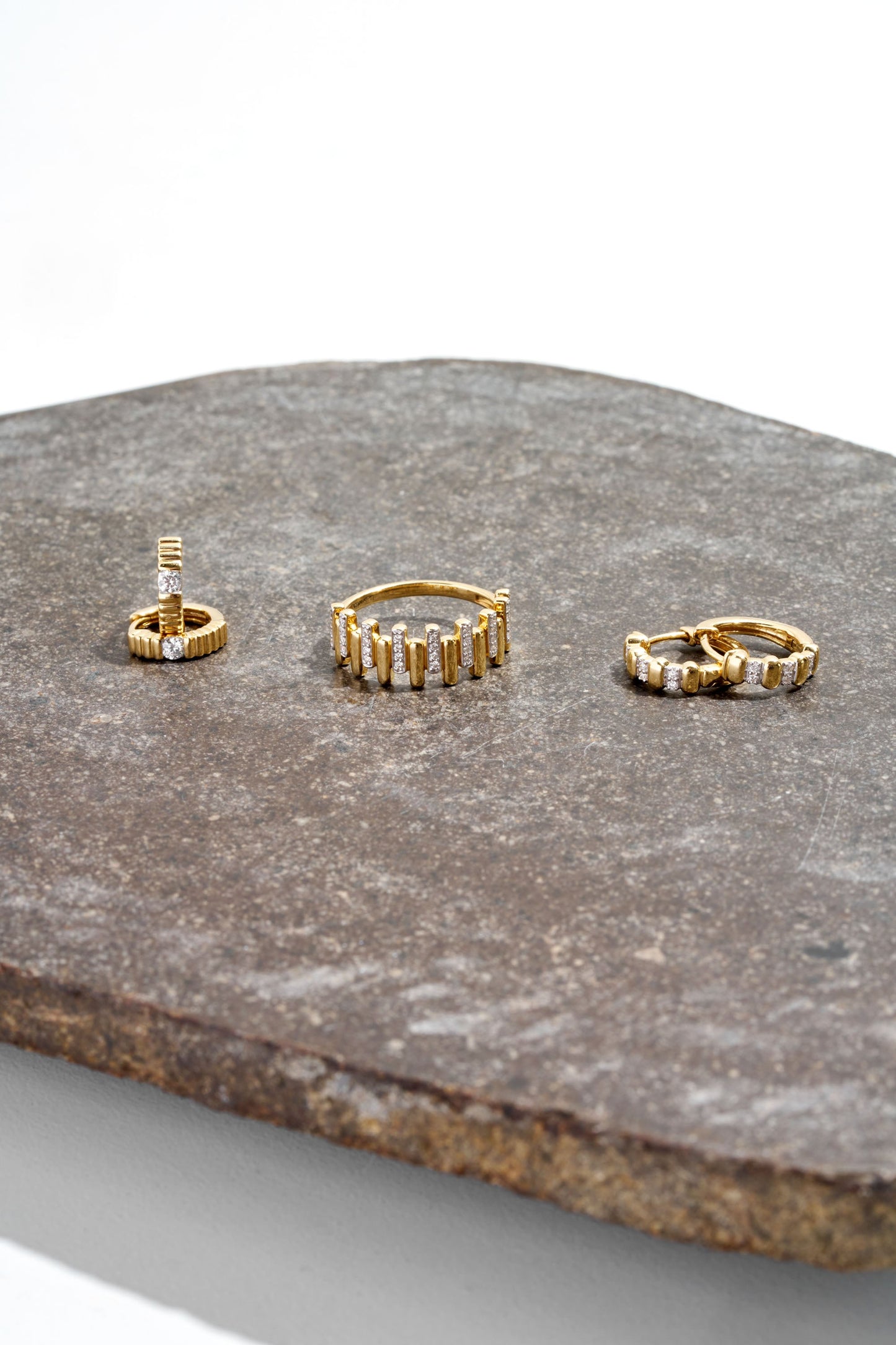 Hoop Earrings 0.14ct Solid Yellow Gold — side view