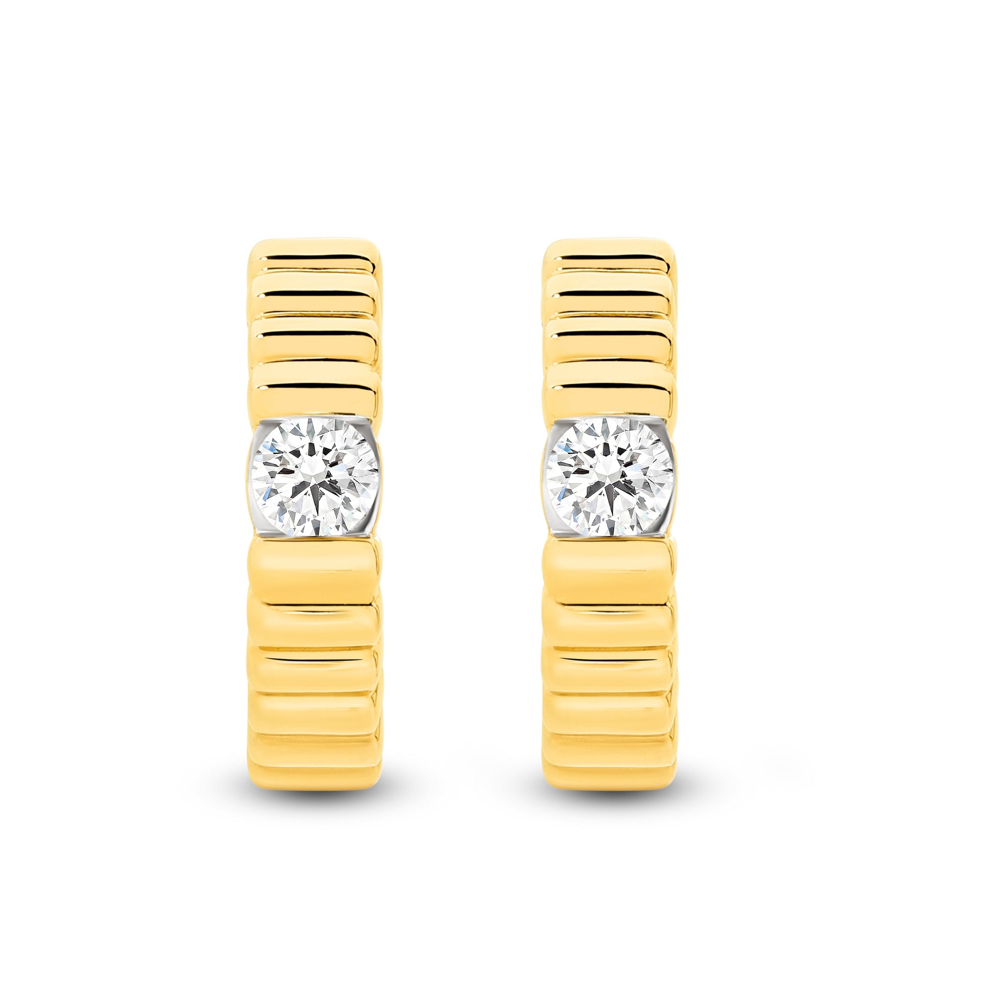 Hoop Earrings 0.14ct Solid Yellow Gold — top view