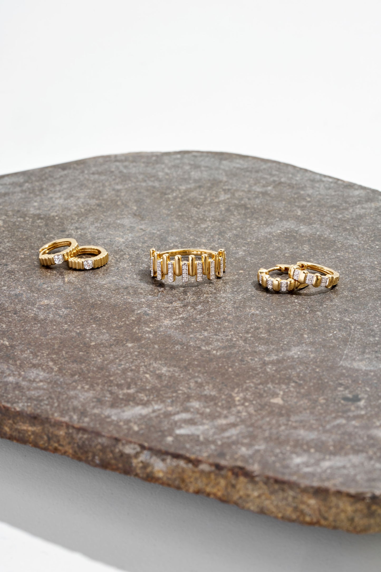 Hoop Earrings 0.1ct Solid Yellow Gold — side view