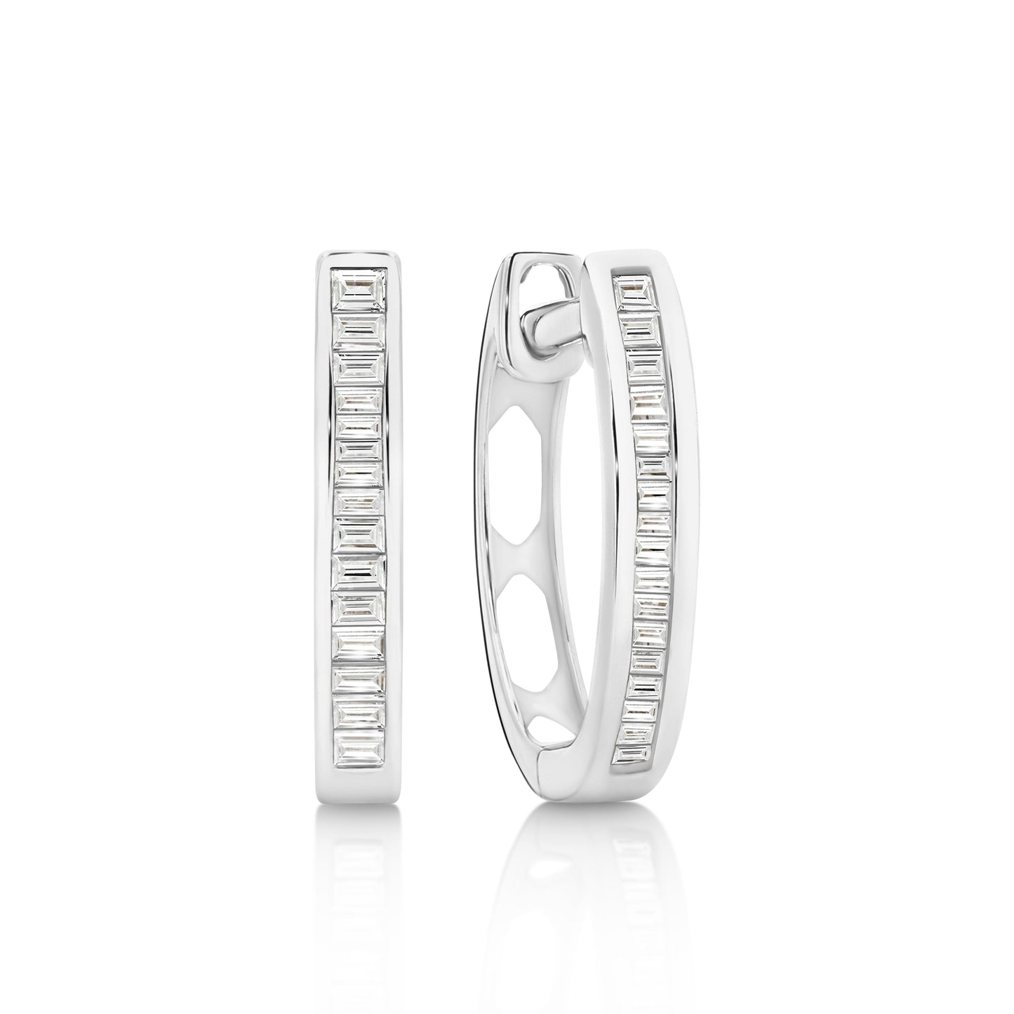 Baguette Diamond Hoop Earrings in Solid 18ct Gold