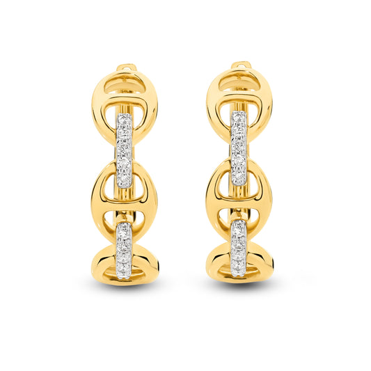 Hoop Earrings 0.1ct Solid Yellow Gold — top view