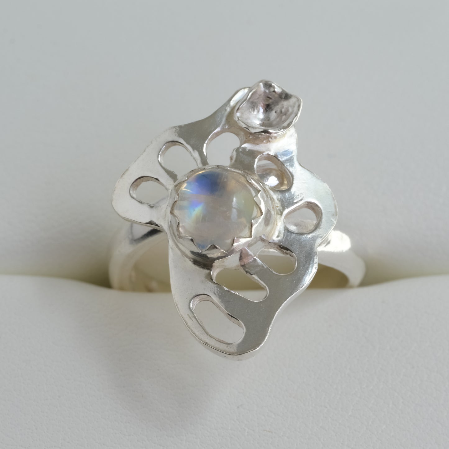 Moonstone Ring Fine Silver 999 - Celestial Glow