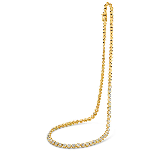 2.15ct Diamond Tennis Necklace in Solid Yellow Gold — top view