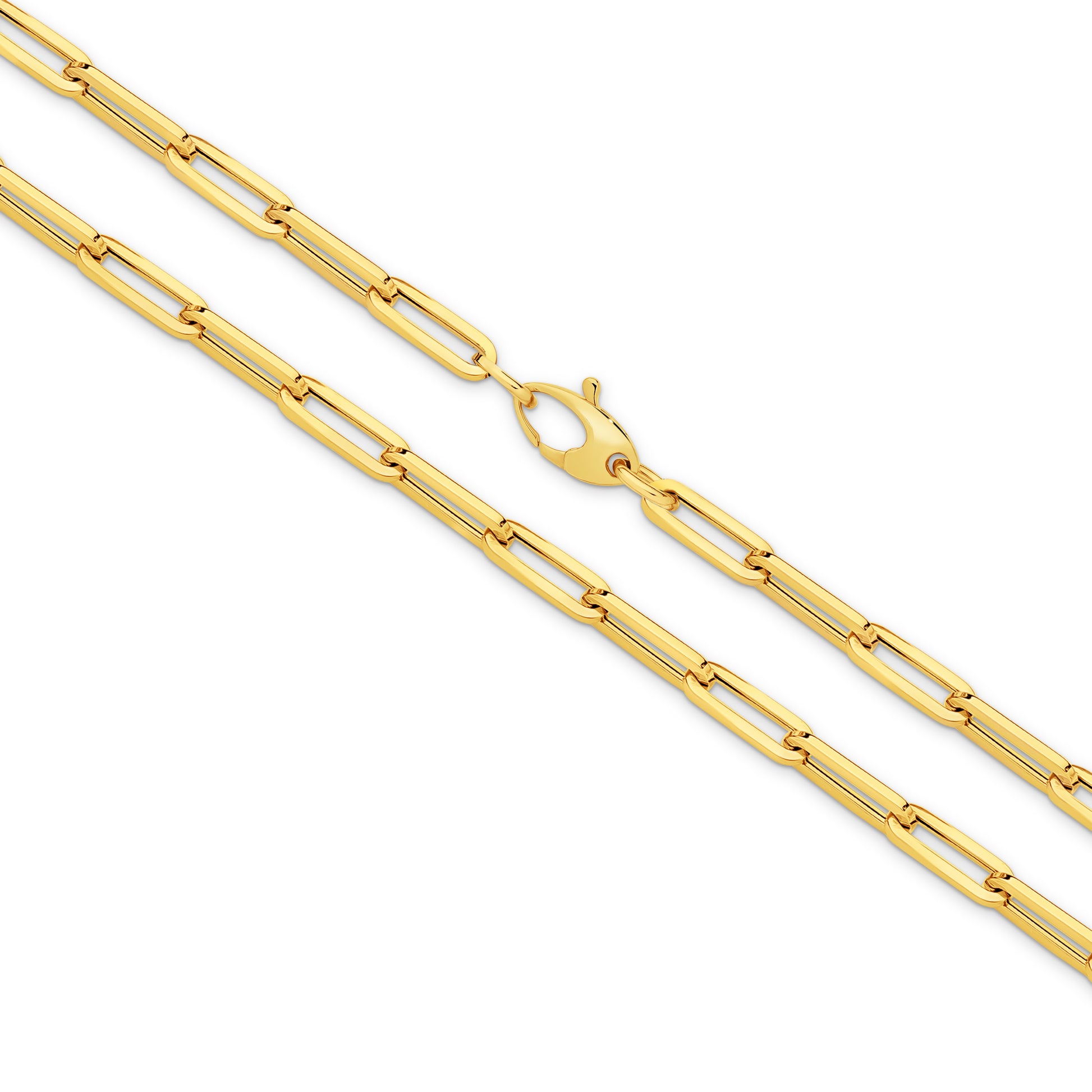 Paperclip Bracelet - 19cm Solid 18ct Yellow Gold — top view