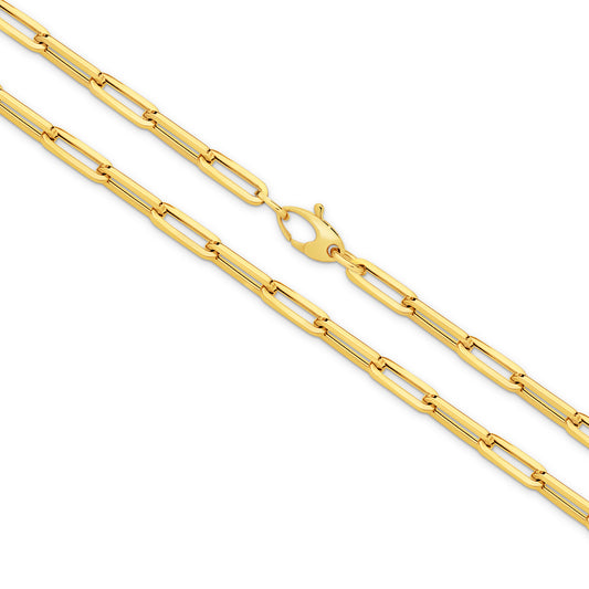 Paperclip Bracelet - 19cm Solid 18ct Yellow Gold — top view