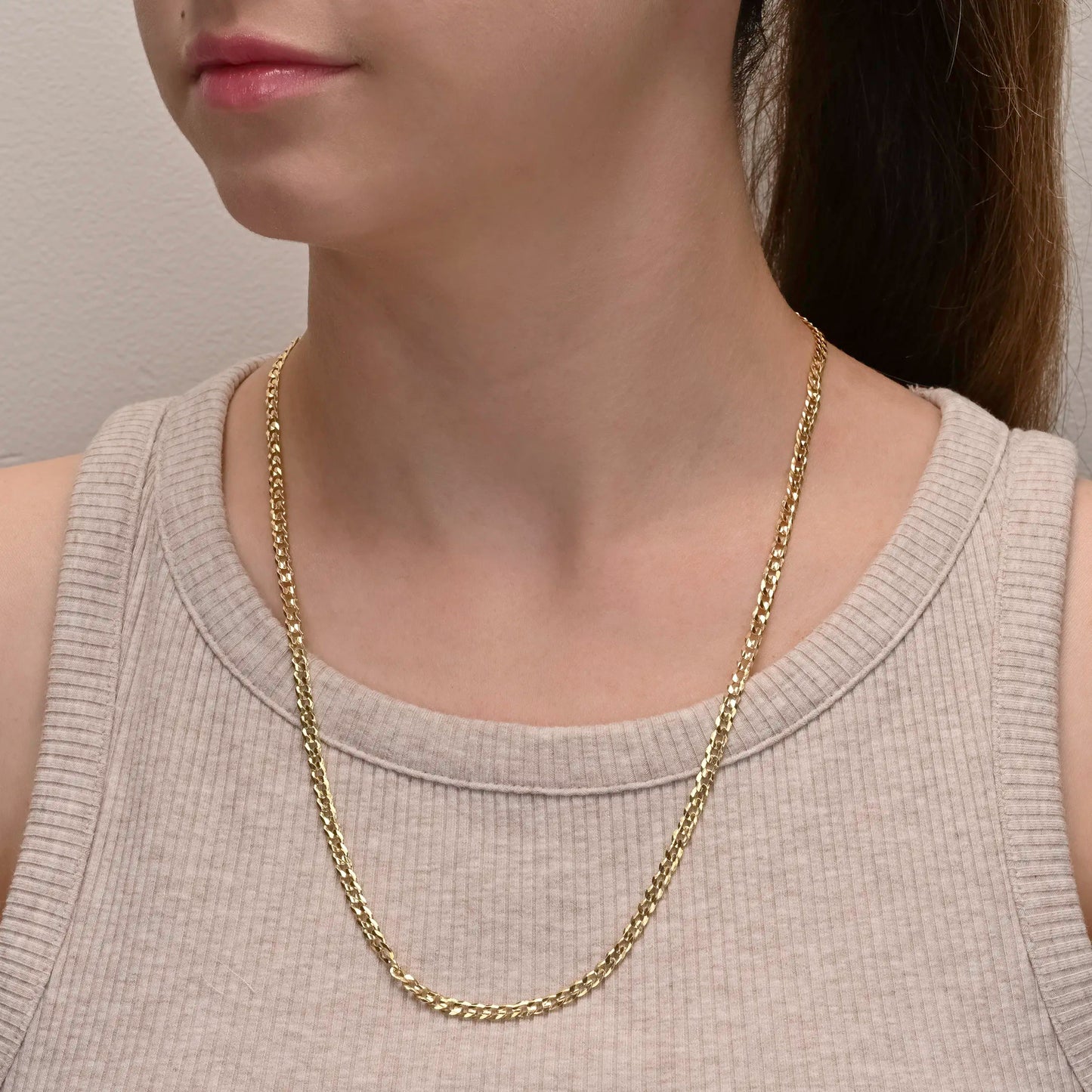 Curb silver chain yellow gold plated 3.7mm