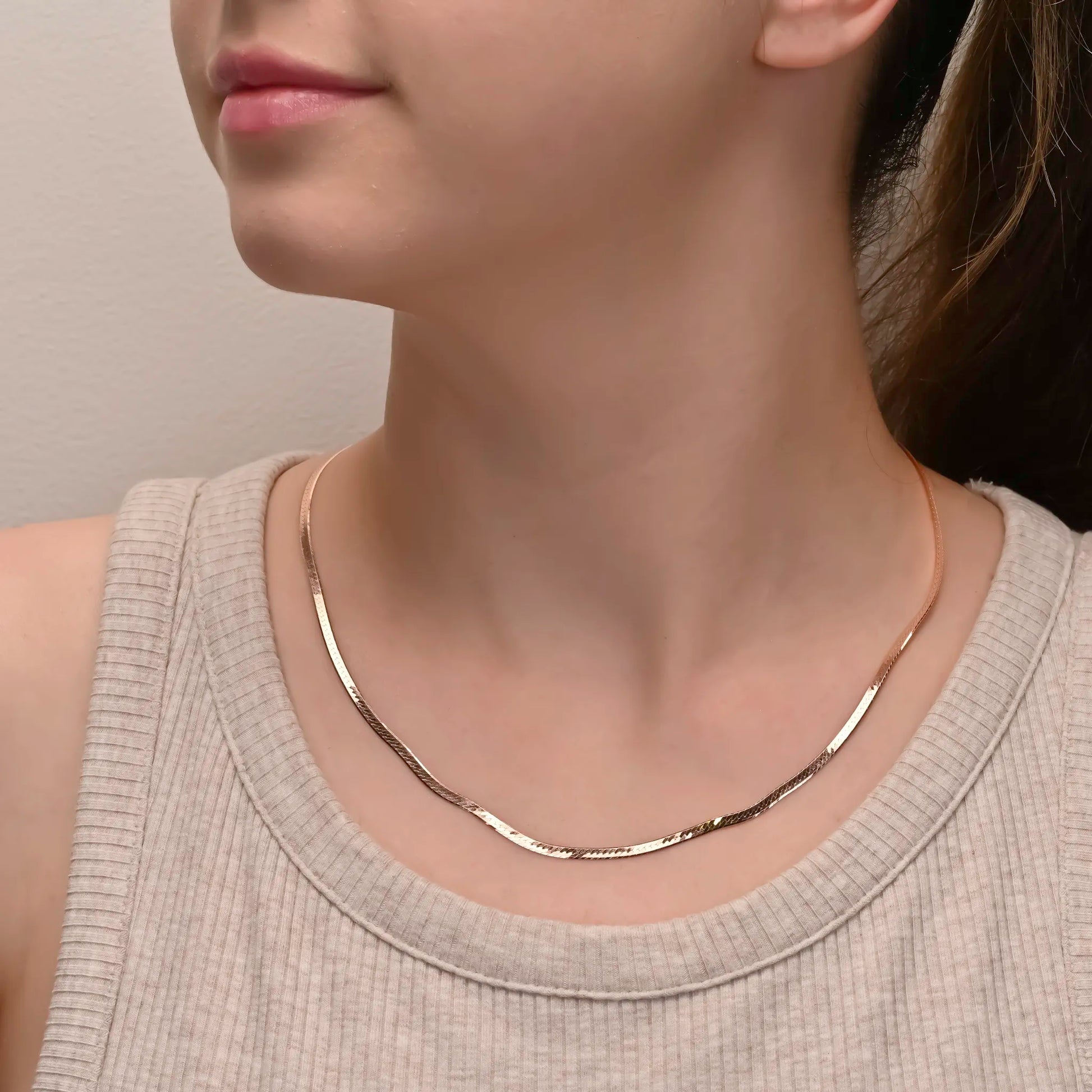 herringbone rose gold plated silver chain 1