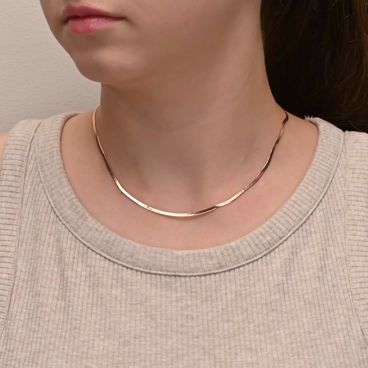 Herringbone Rose Gold Plated Silver Chain 2cm