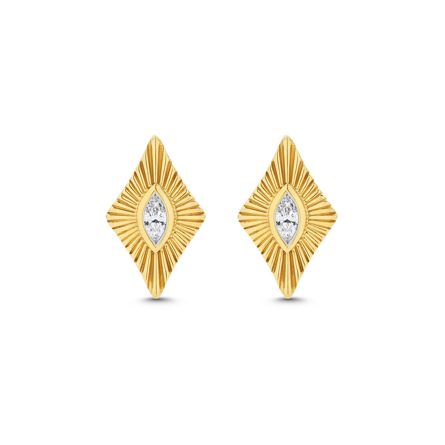 Stud Earrings 0.1ct Solid Yellow Gold — top view