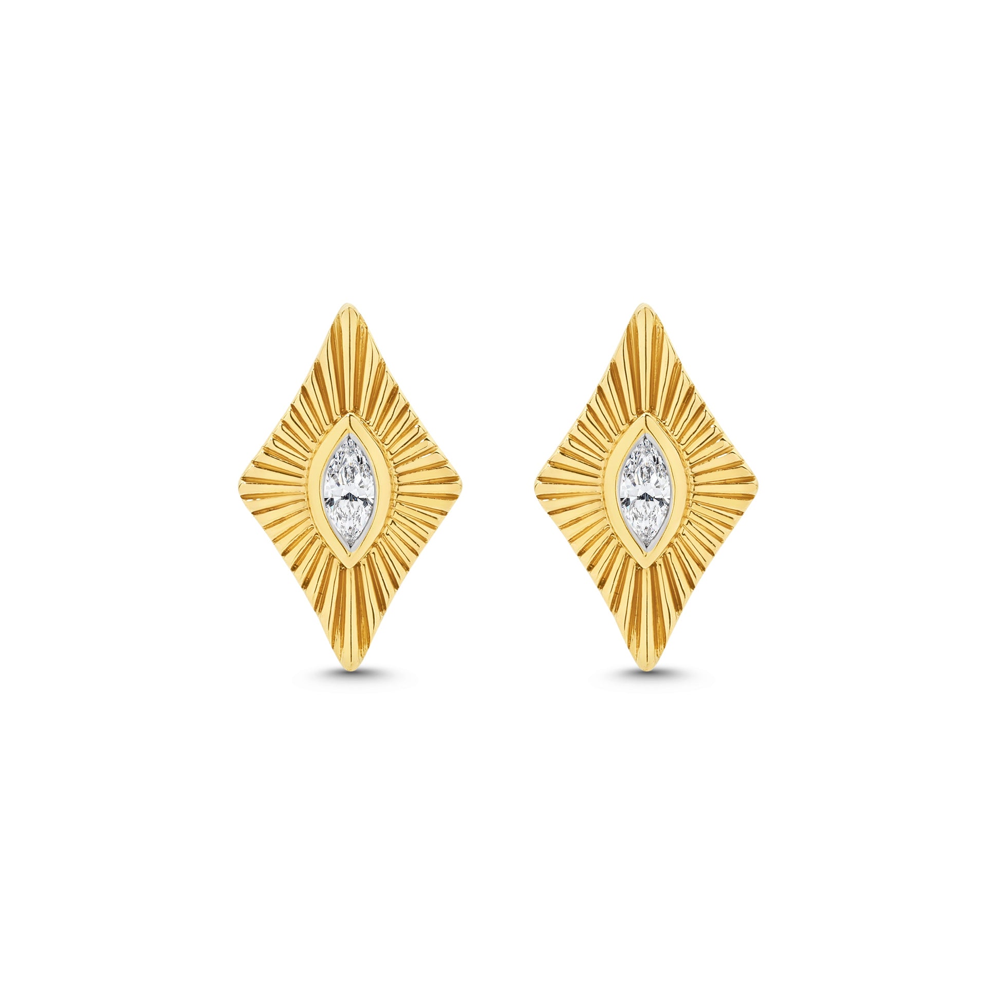 Stud Earrings 0.1ct Solid Yellow Gold — top view
