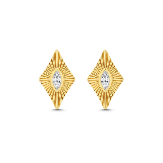 Stud Earrings 0.1ct Solid Yellow Gold — top view